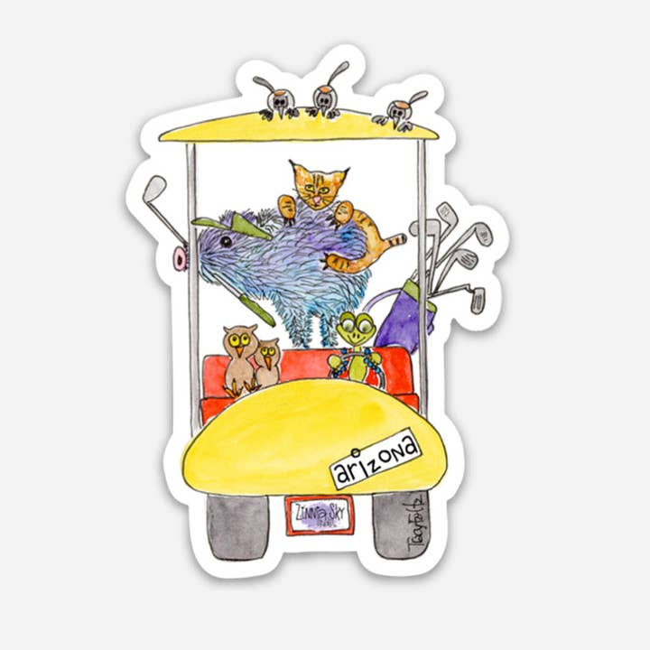 Golf Card Critters | Vinyl Sticker for wholesale by Zinnia Sky Studio LLC