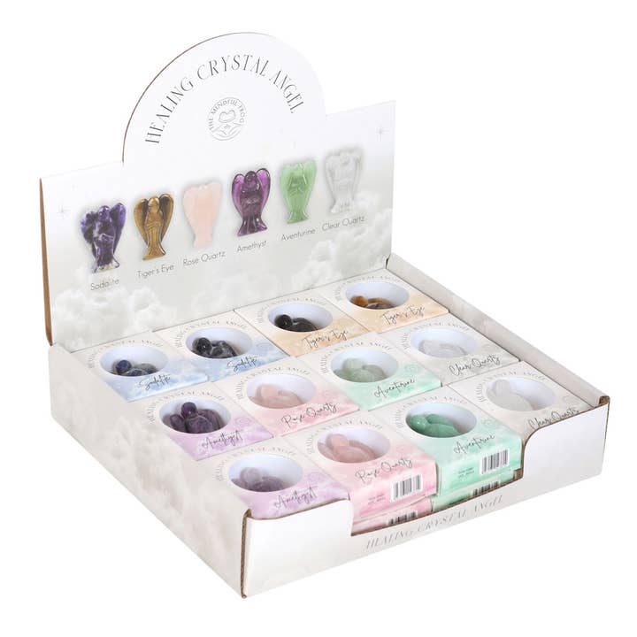 Something Different Wholesale - Wholesale Spiritual Stone/Crystal - Set of 24 Healing Crystal Angels in Display