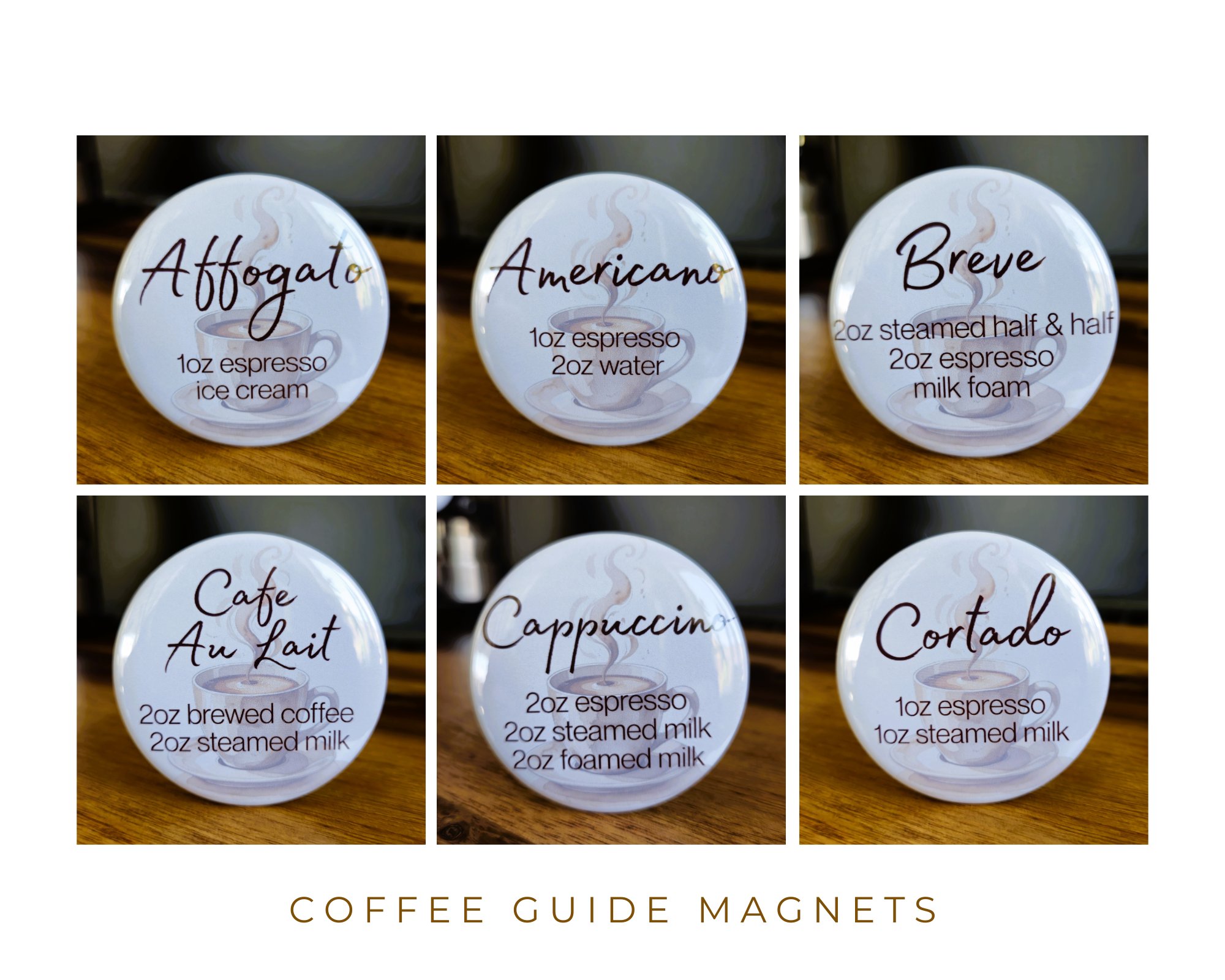 All Things Cherrie - Wholesale Magnet - Frappe Coffee Guide, Personal Coffee Types Fridge Magnets2