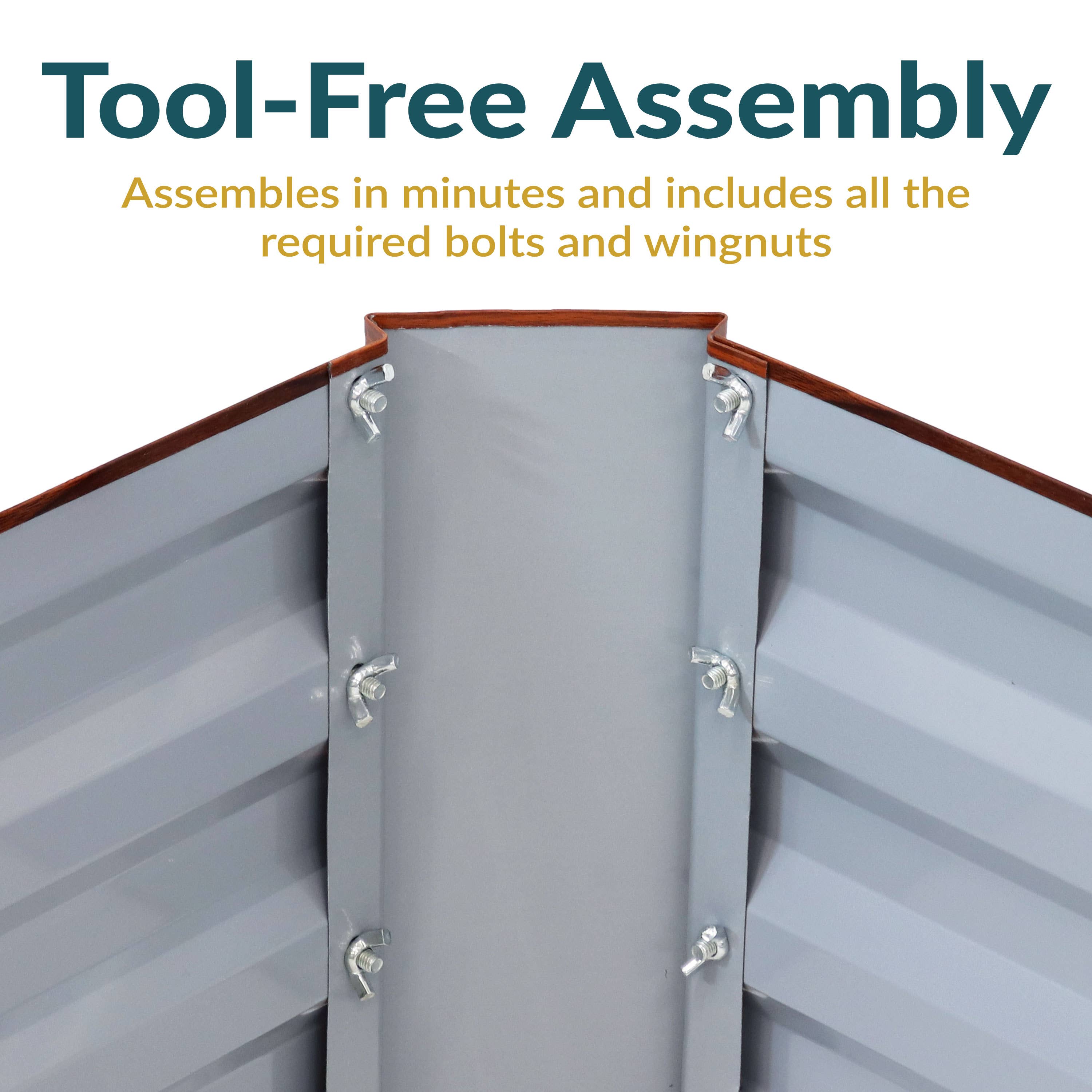 Sunnydaze Decor - Wholesale Planter Box - Steel L-Shaped Raised Garden Bed - 59.5 in - Woodgrain5