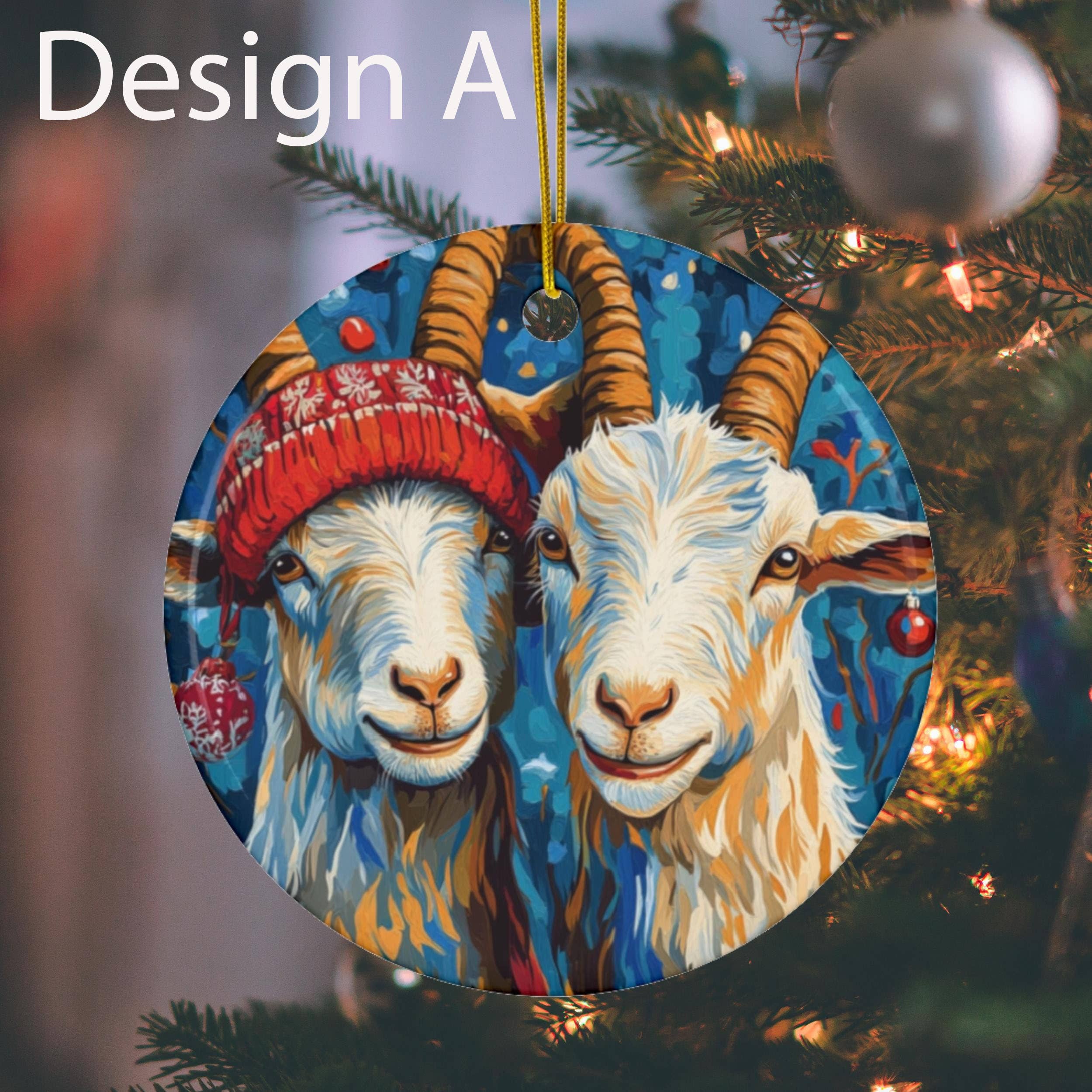 TMLECOM LTD – wholesale Ornament – Christmas Goat Xmas Tree Ornament, Goat Lover Keepsake Gift0