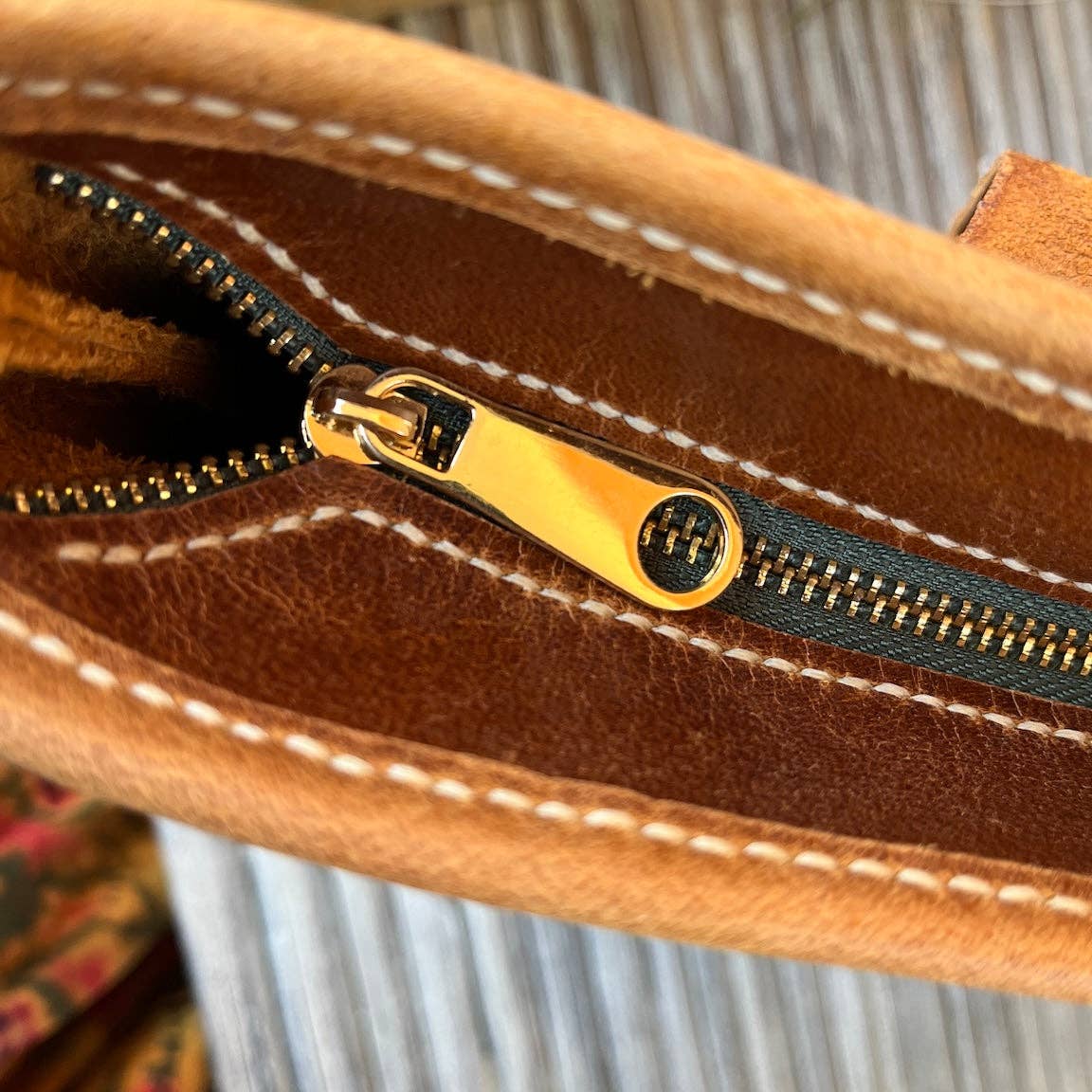 Woven With Hope - Wholesale Tote Bag - Women's - Chestnut Leather Tote with Pocket - Nourished Collection3