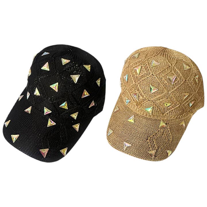 ASSORTED Bling Rhinestone Square Knit Baseball Cap SS41128-44 (12PC) for wholesale on Faire2