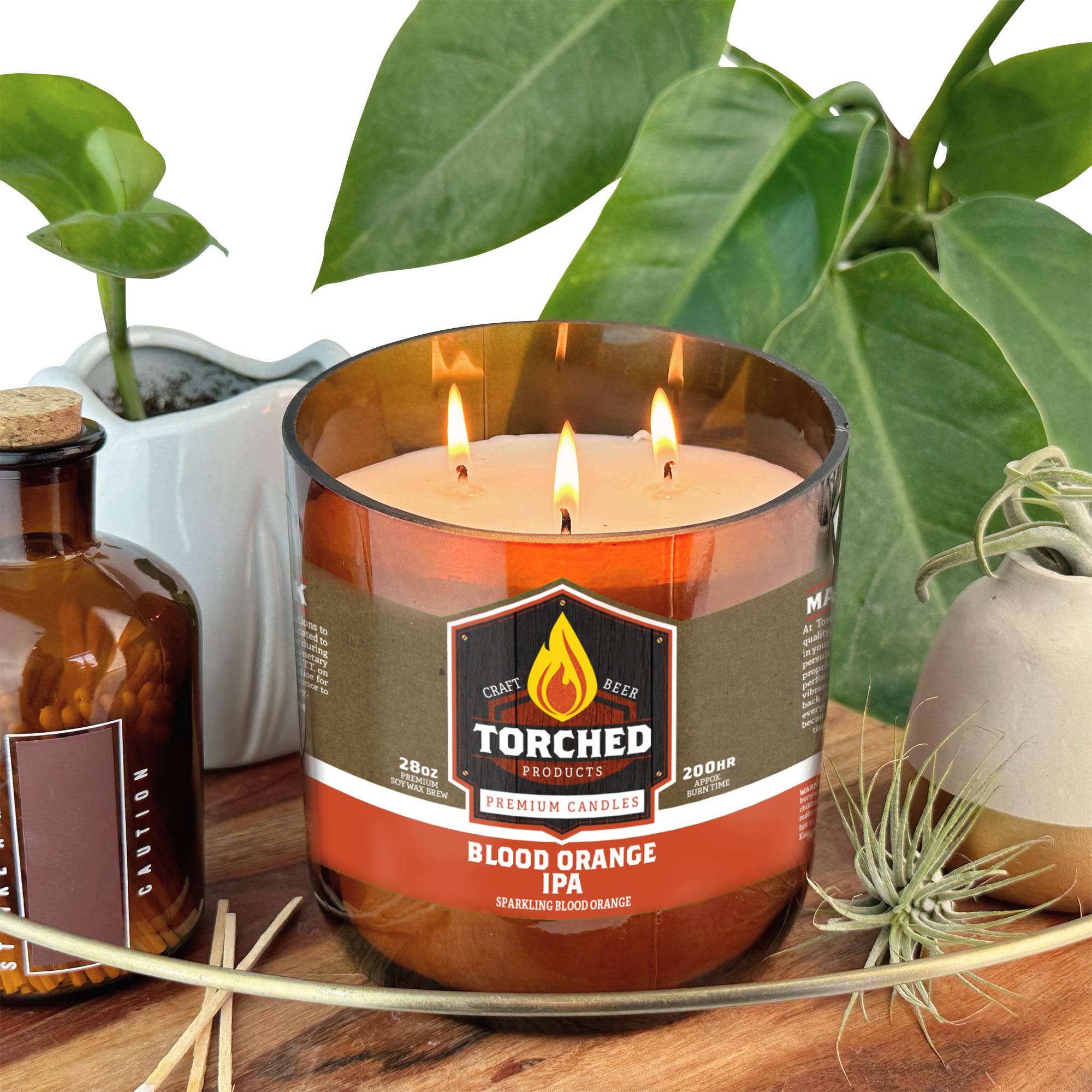 Torched Products – Großhandel Kerze im Glas / gefüllte Kerze – Kerze mit abgefackeltem Bier, 28 oz, Blutorange IPA2