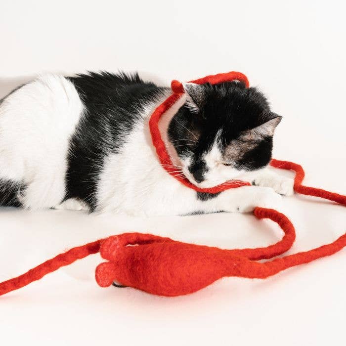 Cat in the Box LLC - Wholesale Pet Toy - Cat - Wool Mouse Cat Toy 6-Foot-Tail - all-red, rainbow, unicorn14