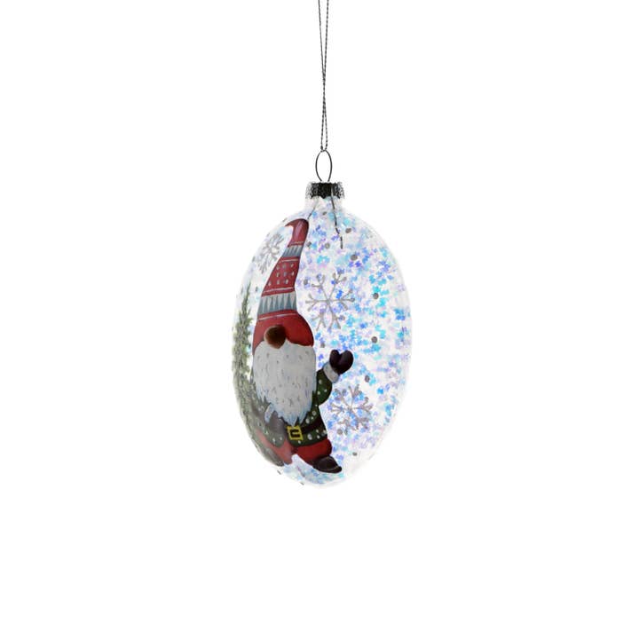 Starlight Collection - Wholesale Ornament - Clear Glittery Ball Ornament with Gnome and Candy Cane1