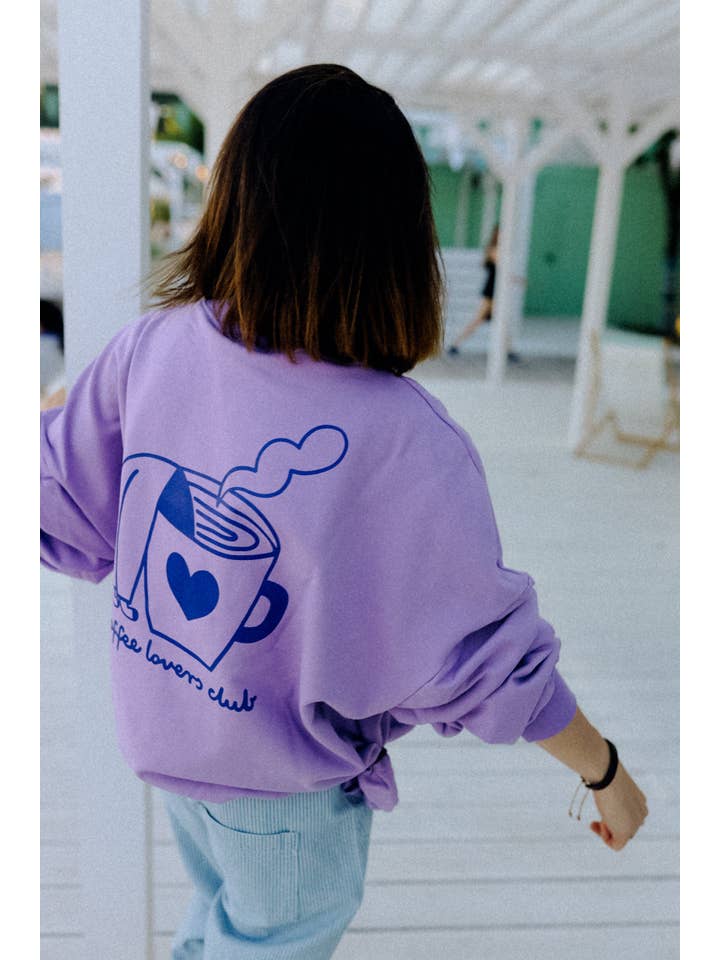 Dont Grow Up - Wholesale Graphic Sweatshirt - Women's - BIG COFFEE LOVER ON PURPLE - SWEATSHIRT (DELIVERY APPROX. 14 DAYS)9
