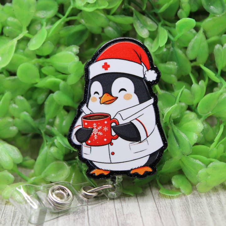 Hylidae Boutique - Wholesale Badge Accessory - Women's - Winter Penguin Nurse Badge/ID Holder Reel0