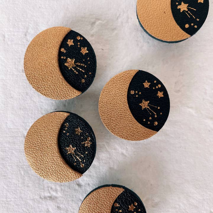 du vent dans mes valises - Wholesale Brooch - Celestial brooch waxing moon, the soft starry night