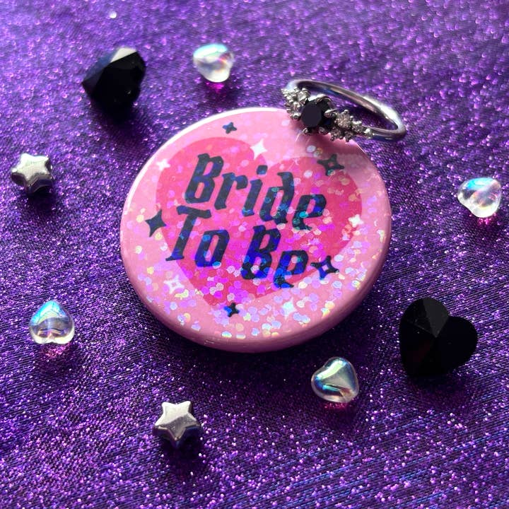 Magical Meow - Wholesale Lapel Pin/Button - Emo Goth Alternative Bridal Party Holographic Badges