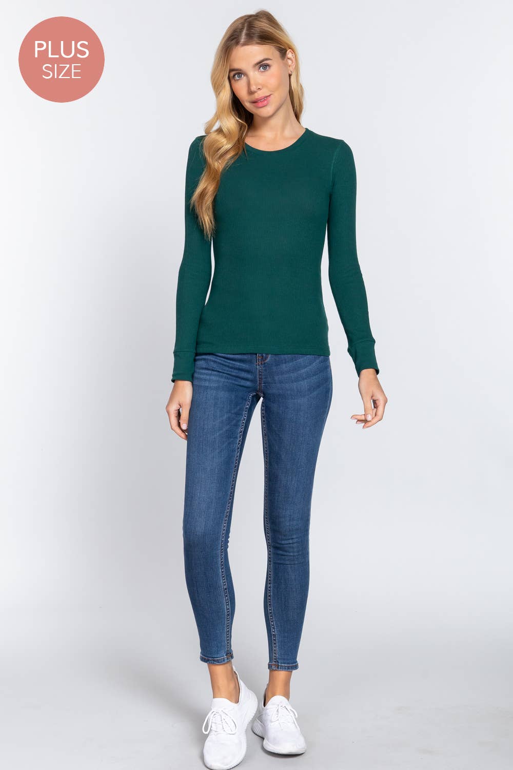 Active Basic | Active USA - Wholesale Knit Top - Women's - [PLUS SIZE] Long Sleeve Crew Neck Thermal Knit Top35