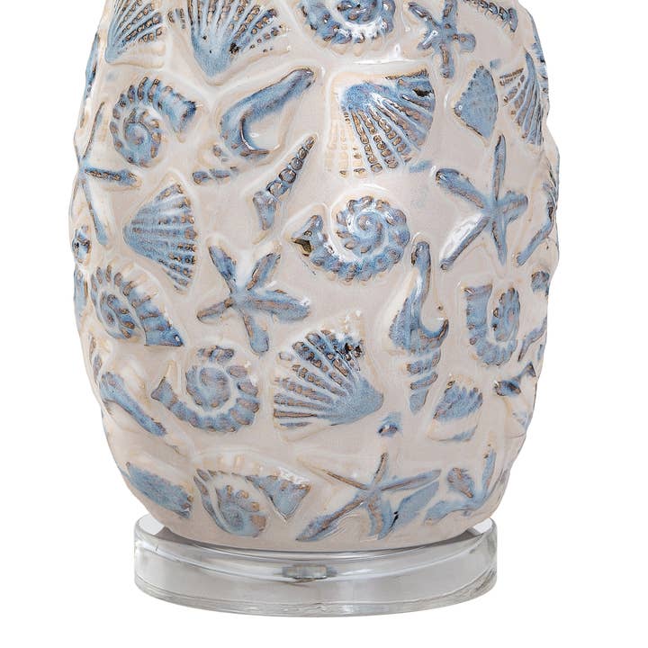 White Blue Ceramic Sea Shell Table Lamps, 3-Way Switch (2-Pack) for wholesale on Faire