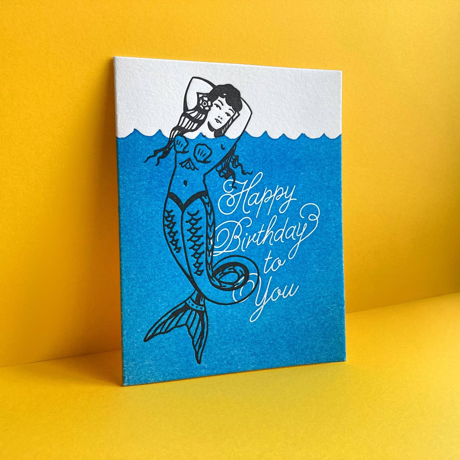 Pier Six Press - Wholesale Birthday Card - Birthday Mermaid - Letterpress Birthday Card1