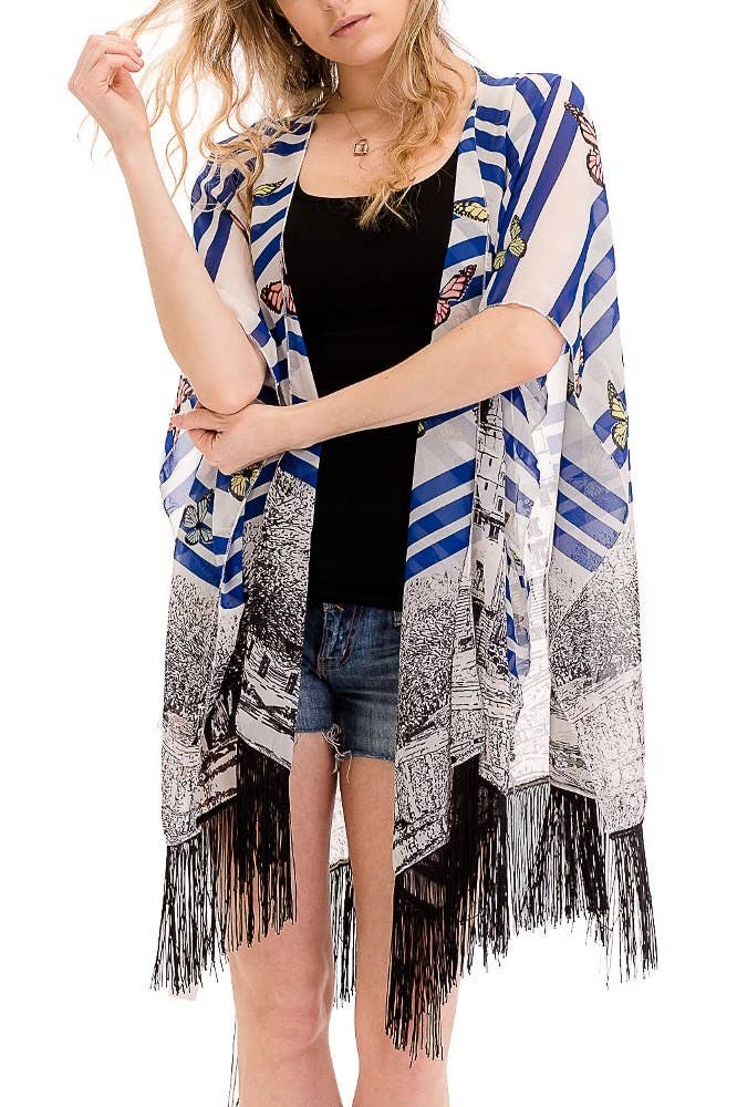 Cap Zone – wholesale Kimono – Women's – Butterfly Chiffon Sheer Cardigan Kimono5