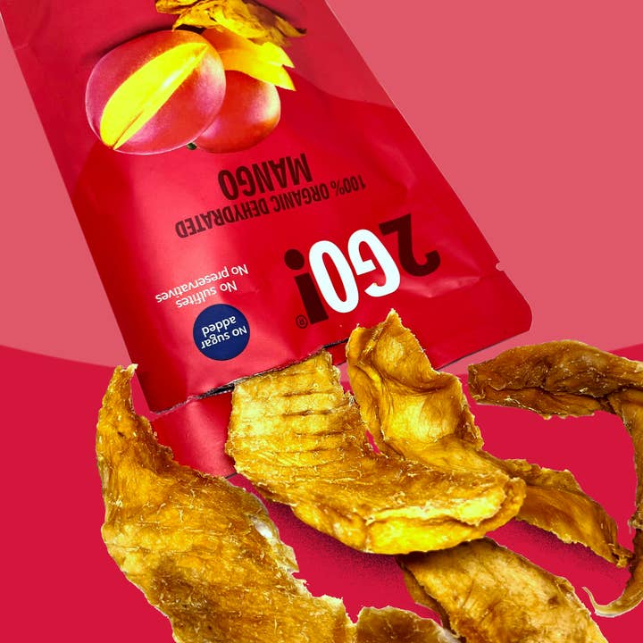2GO! Organic Snacks - Venta al por mayor Fruta deshidratada - ¡VAMOS 2! ® Mango seco orgánico1