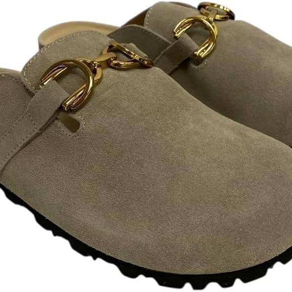 OOG - Wholesale Slippers - Women's - OS1819 Khaki OOG Damen Leder Hausschuhe Slipper Clogs2