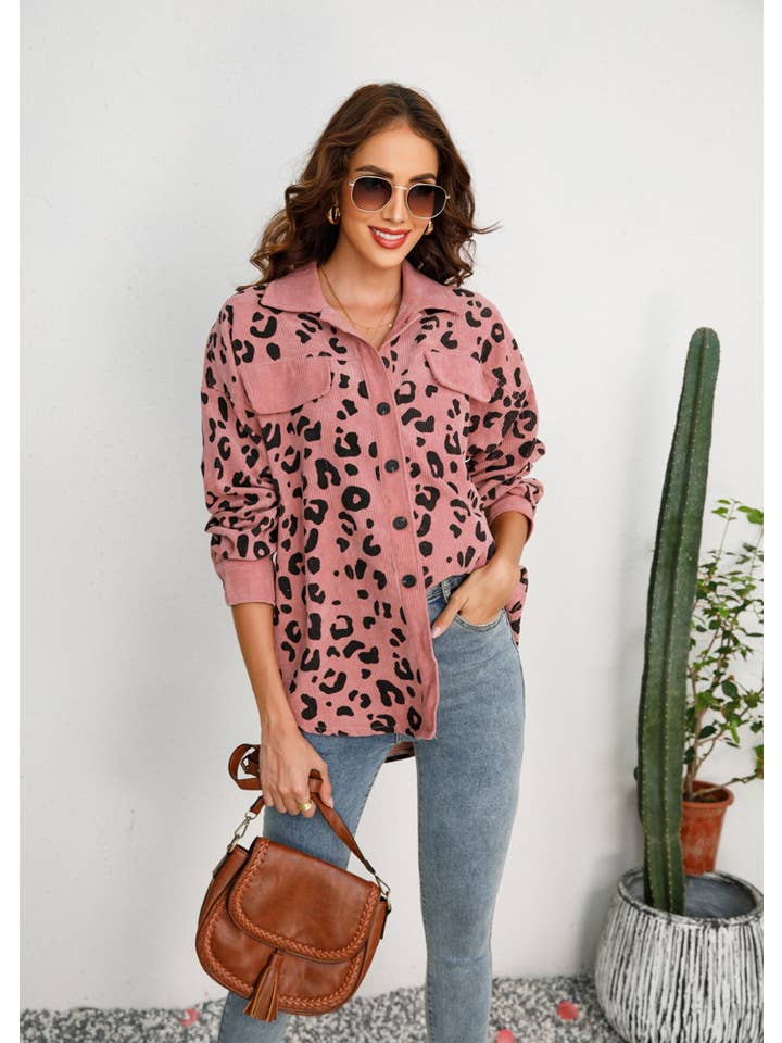 ePretty - Wholesale Shirt Jacket/Shacket - Women's - EP-JK27683 Leopard Print Corduroy Shirt Jacket Shacket4