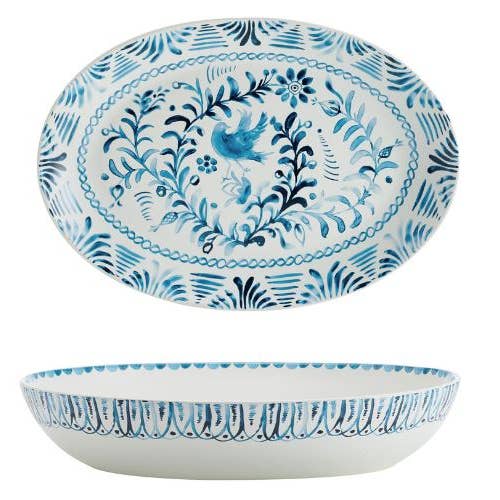Fitz & Floyd Sicily Blue Serve Bowl Platter Set Brown Bx Pkg for wholesale by Fitz and Floyd® Mikasa® Pfaltzgraff®