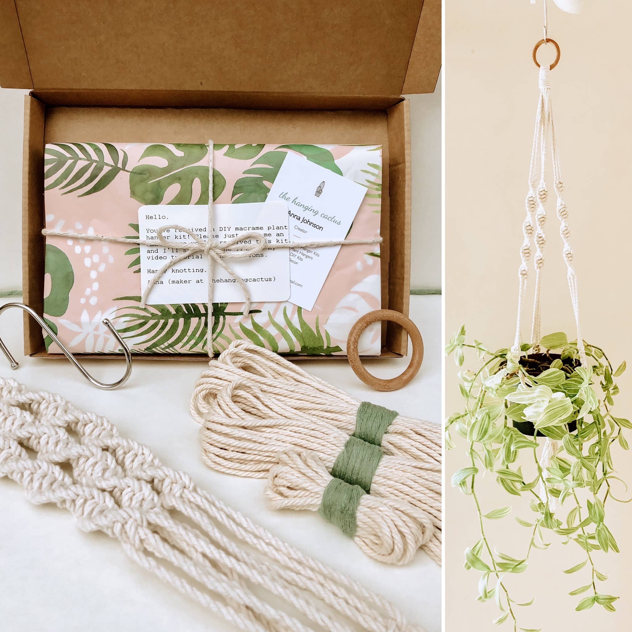 Beginner Macrame Plant Hanger Kit. Craft Kits for Adults and Kids