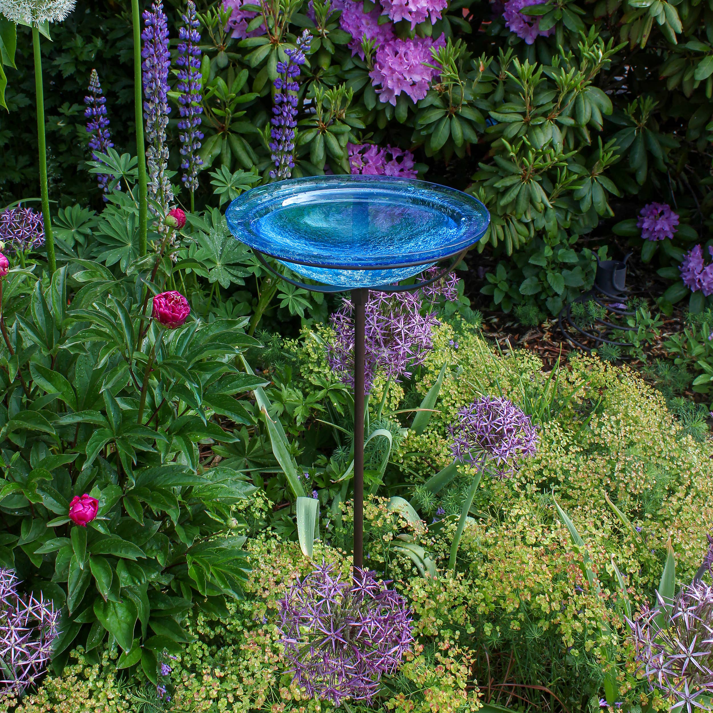 ACHLA Designs - Wholesale Bird Bath - 12" Teal Bowl, Cradle & Stake3