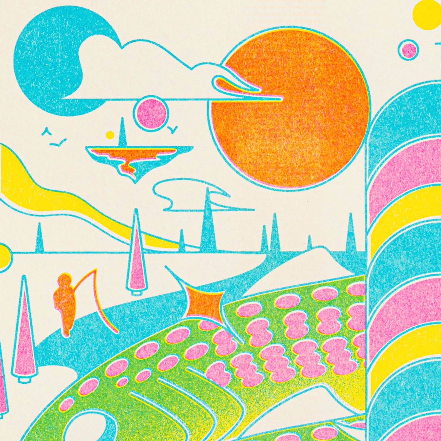 StarKeep Studio - Wholesale Art Print - Space Fishin' Risograph Print | 8.5x11 Riso Print1