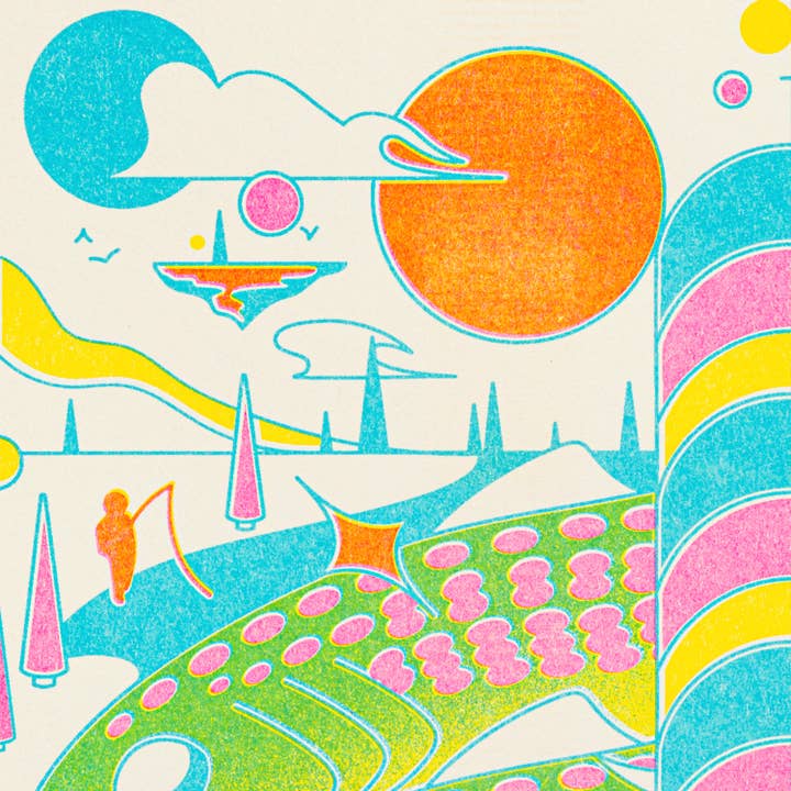 StarKeep Studio - Wholesale Art Print - Space Fishin' Risograph Print | 8.5x11 Riso Print1