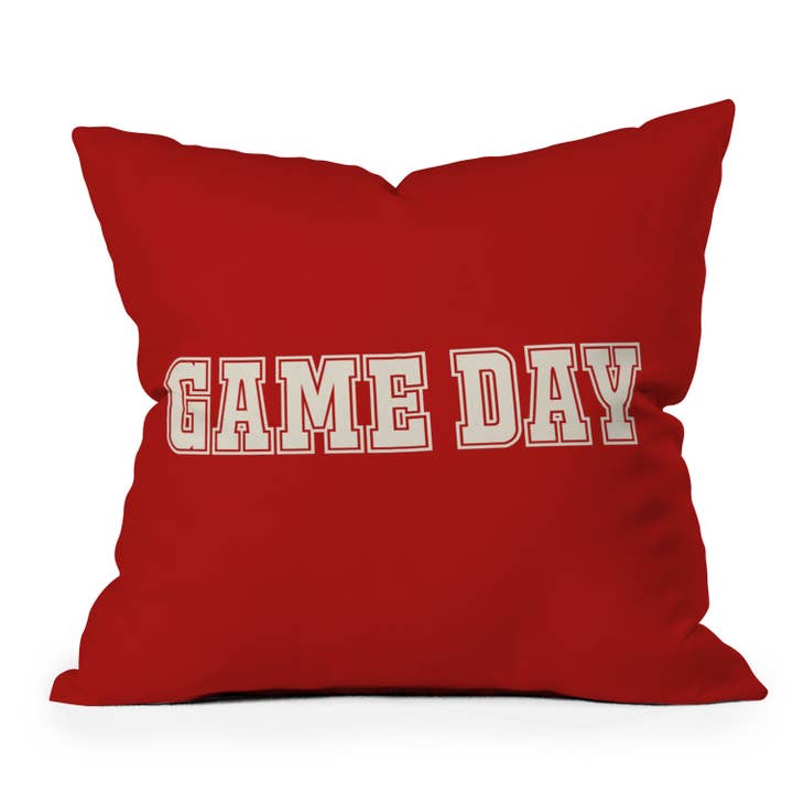 DENY Designs Gameday Red and White 2 Outdoor Throw Pillow for wholesale by Deny Designs