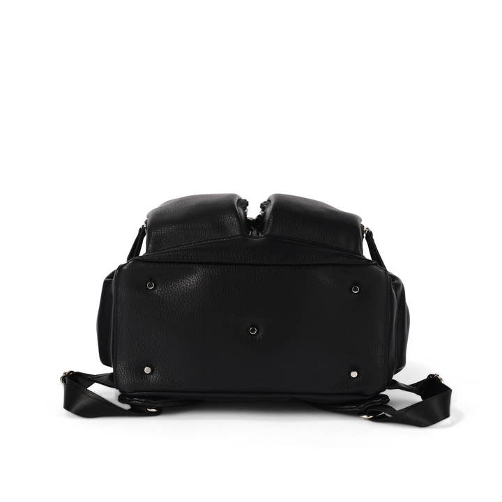 OiOi - Wholesale Diaper Bag - Baby - Signature Nappy Backpack - Black Dimple Vegan Leather