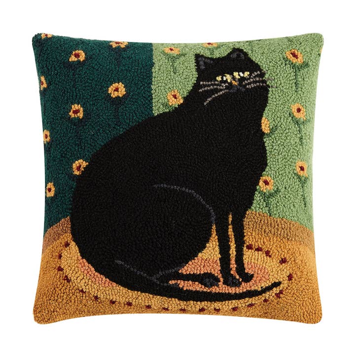 Black Cat In A Corner Hook Pillow - Warren Kimble for wholesale by Peking Handicraft
