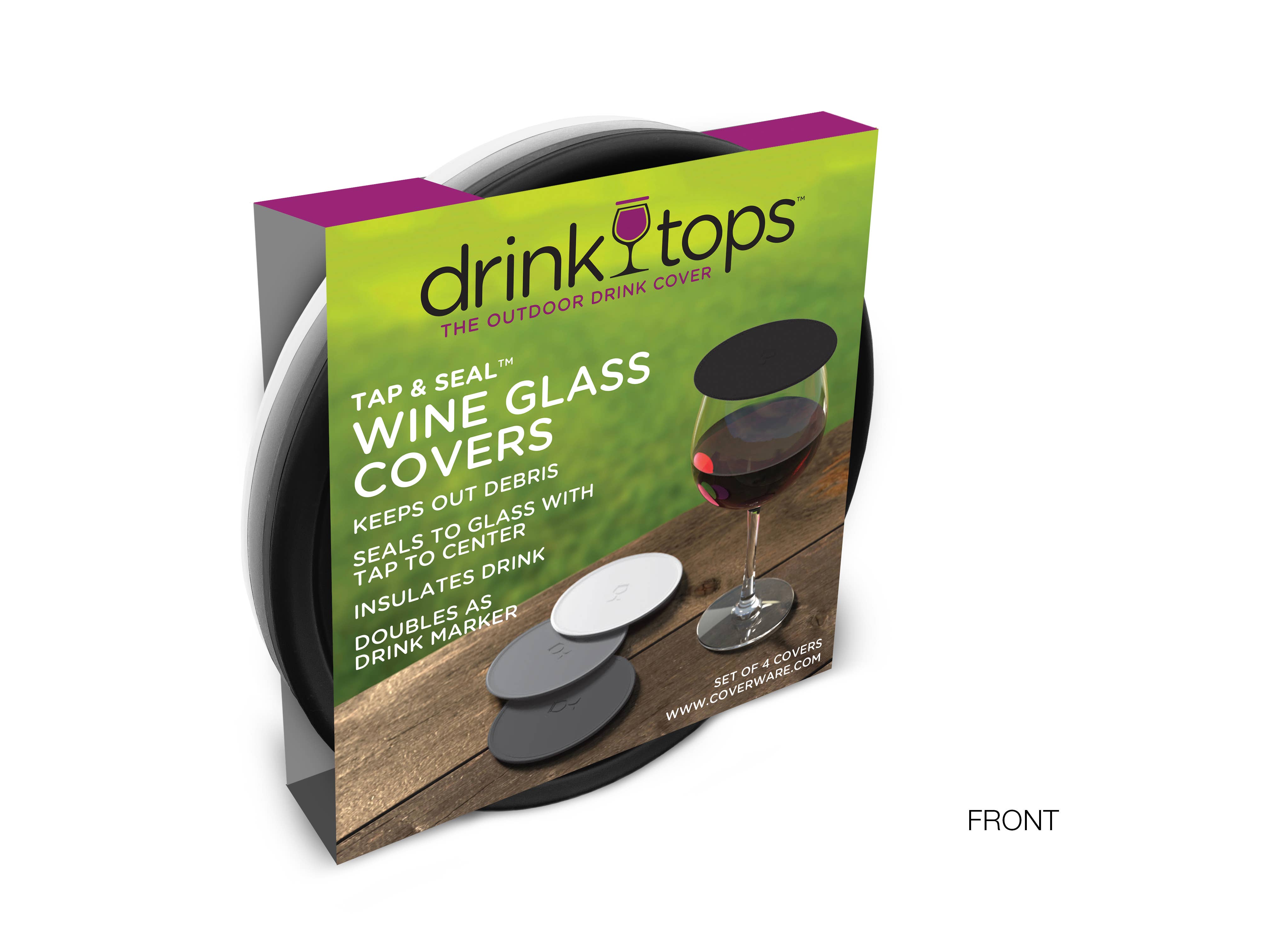 Drink Tops™ - Wholesale Wine Glass - SOLID Wine Glass Covers - 4/PK2