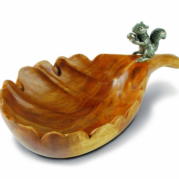 Vagabond House - Wholesale Decorative Plate/Dish/Bowl - Leaf Nut Bowl with Standing Squirrel0