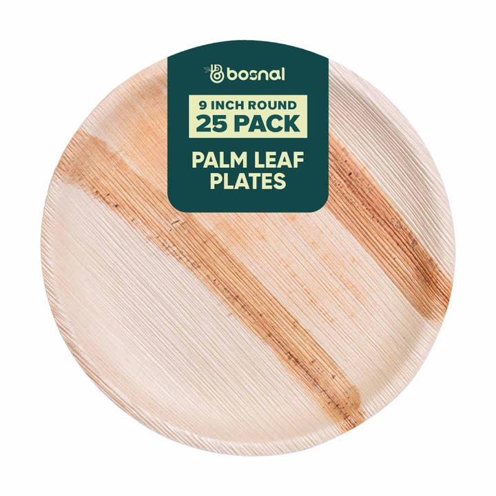Bosnal - Palm Leaf Plates, 9 inch, Round (200 Pcs) for wholesale by Bosnal