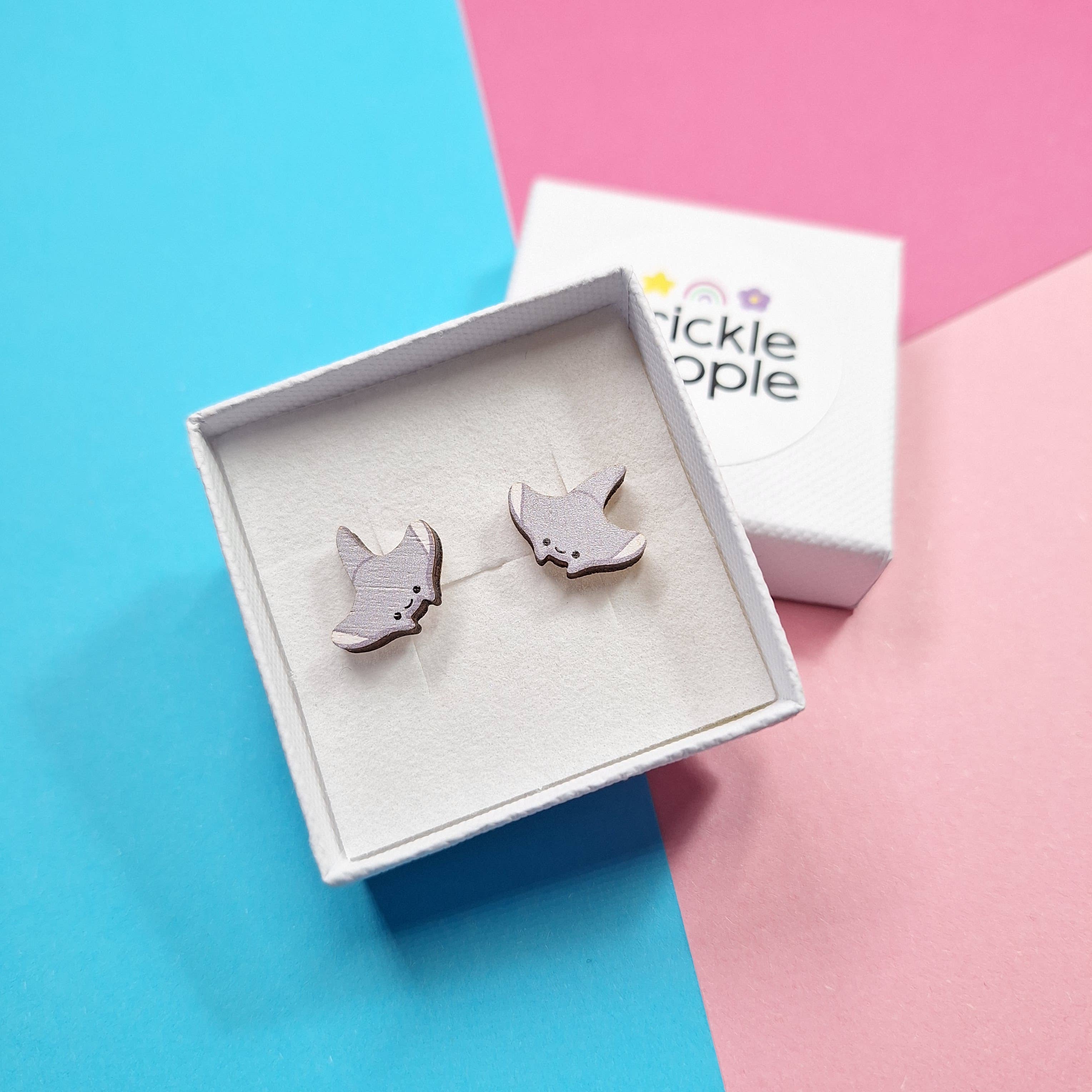Prickle People - Wholesale Stud/Post Earrings - Wooden Manta Ray Stud Earrings - Perfect for Sea Lovers3