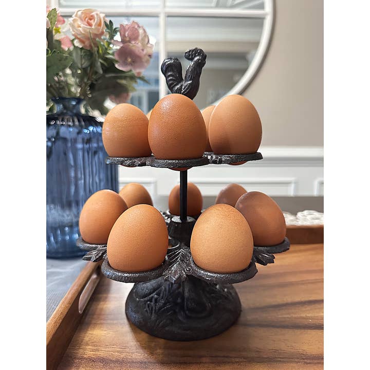 Vagabond Vintage - Wholesale Egg Cup/Holder - Cast Iron 2 Tier Ornate Egg Holder1