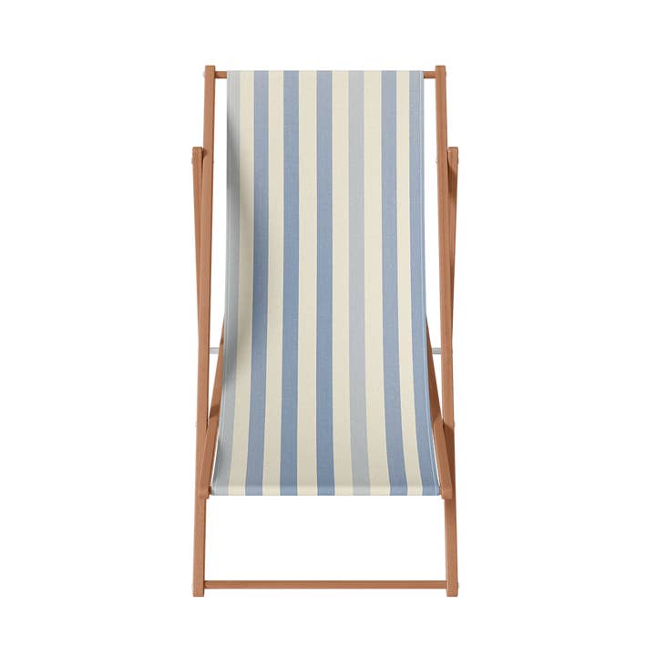 Houten ligstoel met gestreept polyester doek voor wholesale door Coast and Valley