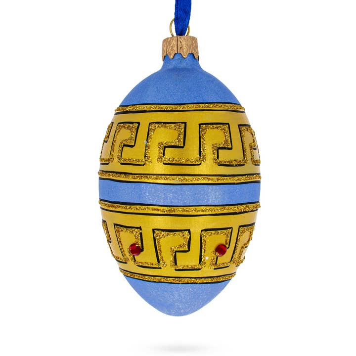 Ornamento a forma di uovo in vetro ad anello sottile con gioielli italiani per la vendita all'ingrosso da parte di BestPysanky