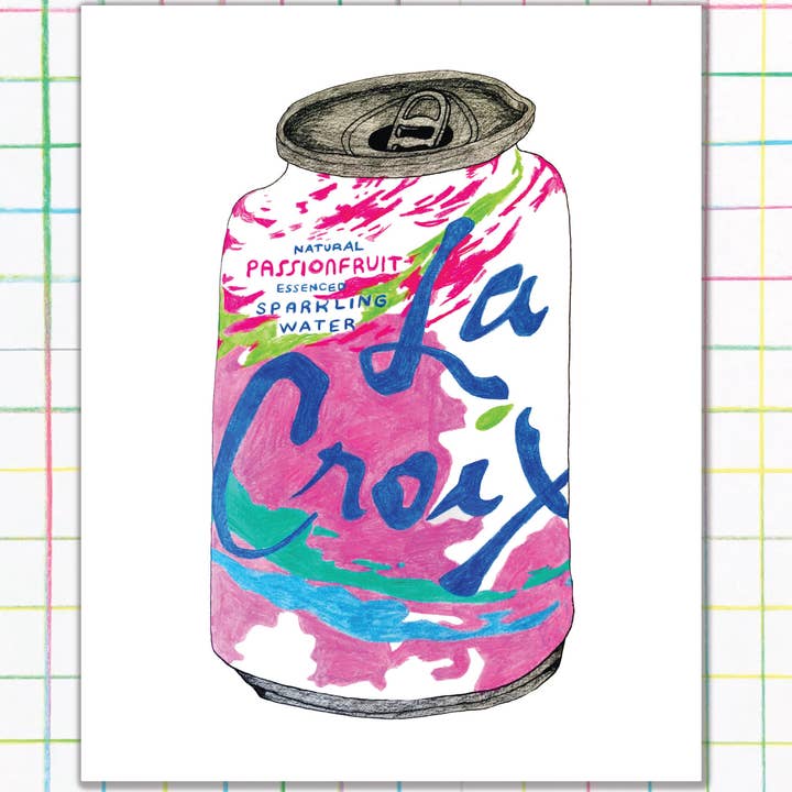 Passionfruit La Croix Print for wholesale by Middle Sister Card Co.