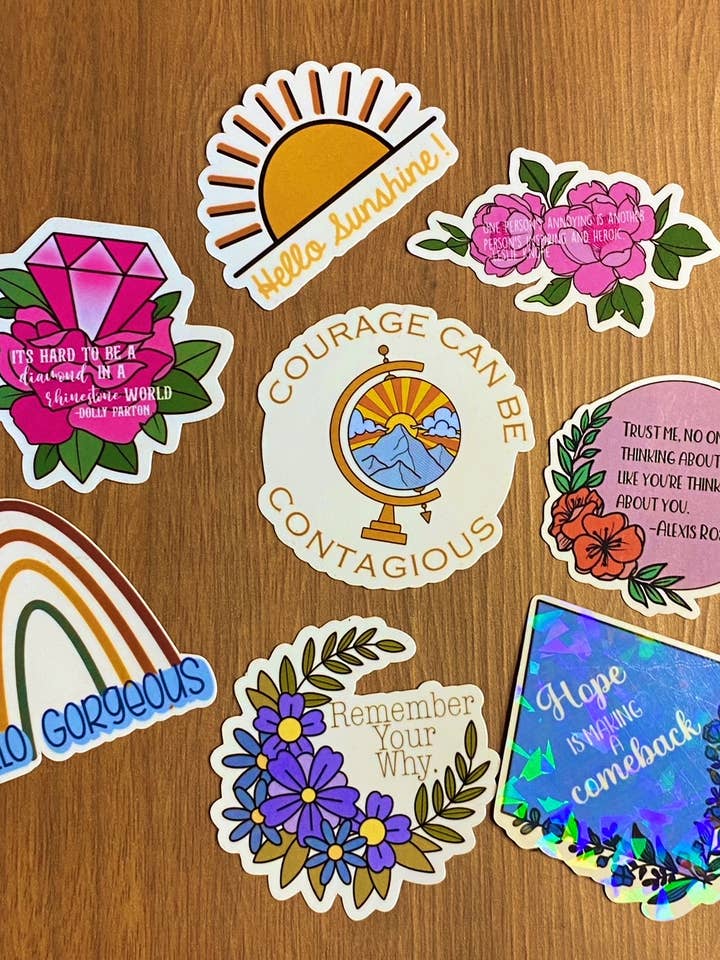 Happy Thoughts Waterproof Stickers for wholesale by The Julia Rose Company