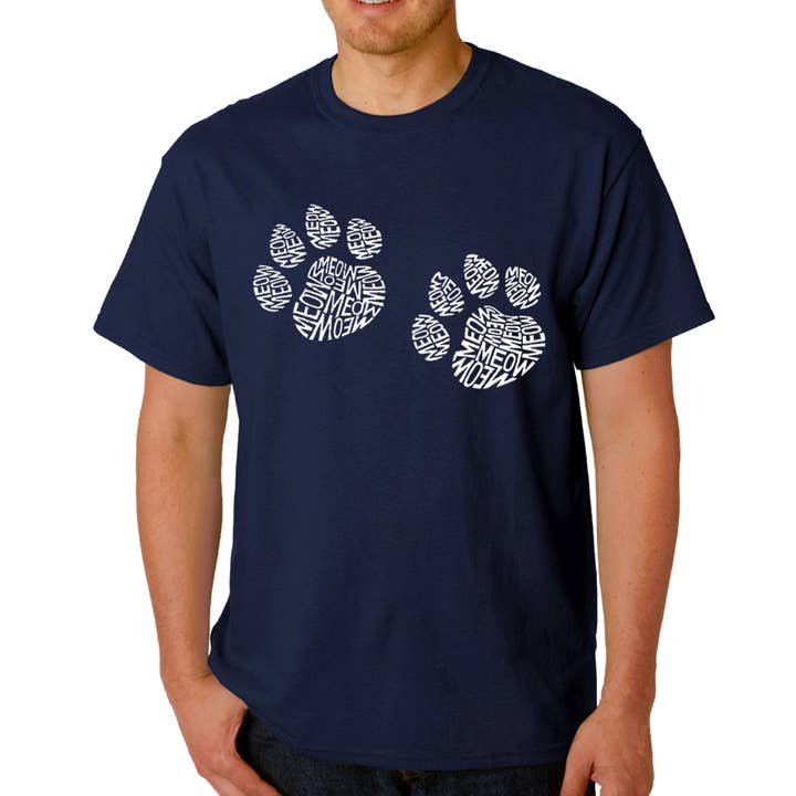 LA Pop Art - Wholesale Screen Printed T-Shirt - Men's - LA Pop Art Men's Word Art T-shirt - Meow Cat Prints1
