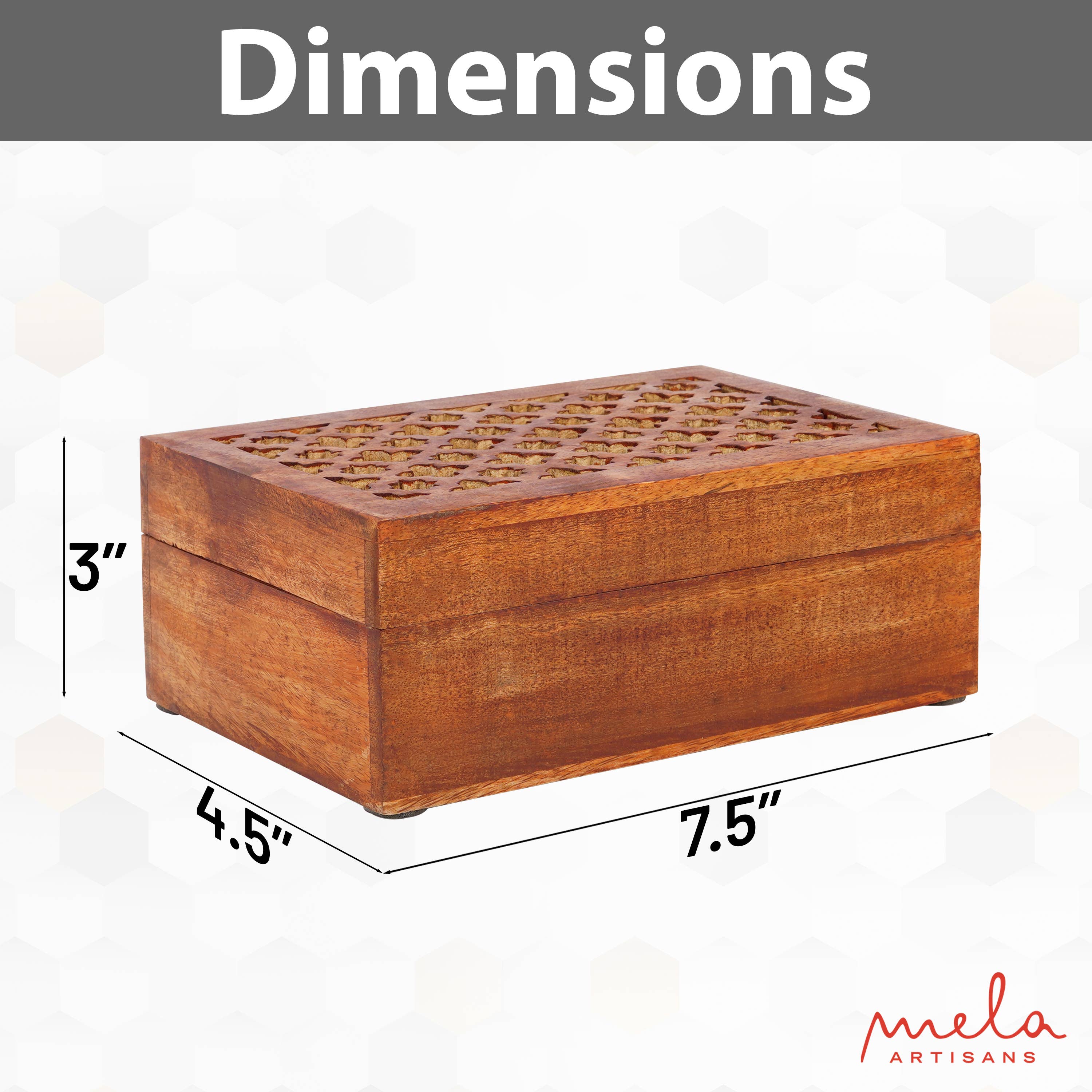 Mela Artisans - Wholesale Decorative Box - Trellis Handcarved Wooden Boxes7