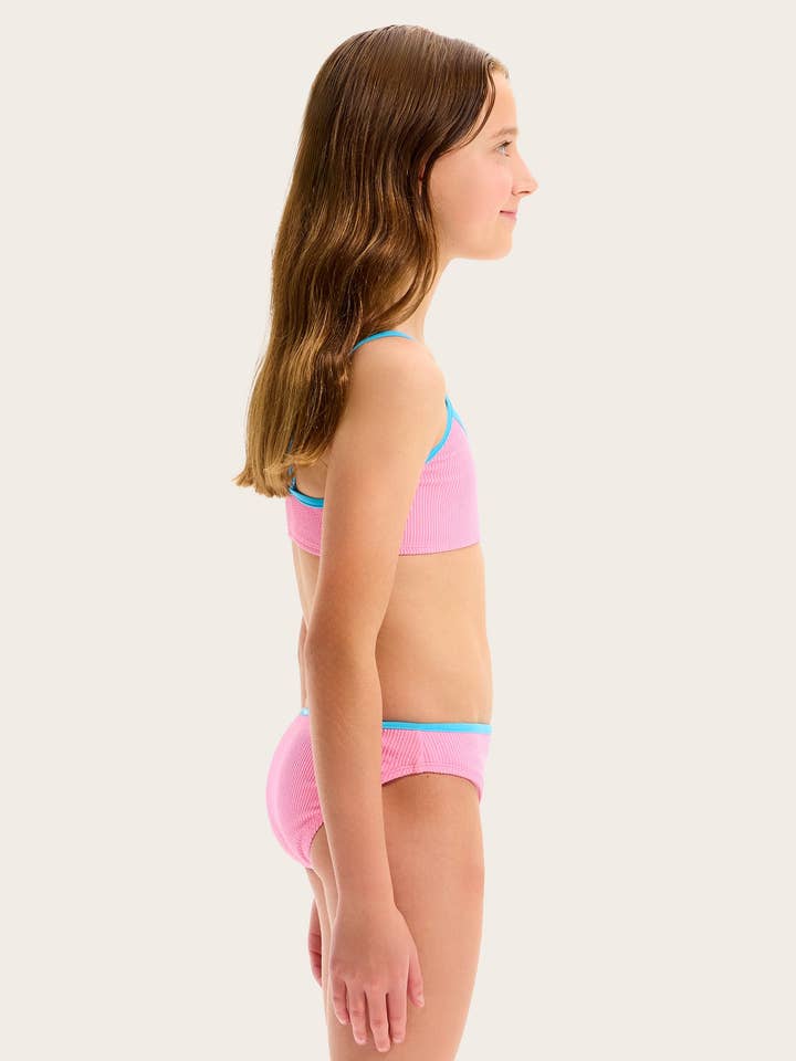 Textured Contrast Bikini - Flamingo for wholesale on Faire2