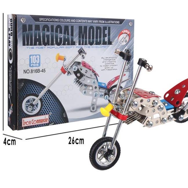 BestPysanky - Wholesale Toy car/truck – Child - Metal Motorcycle Model Kit Buildable Chopper Toy with Bolts & Tools DIY (105 Pieces) 7.5 Inches4