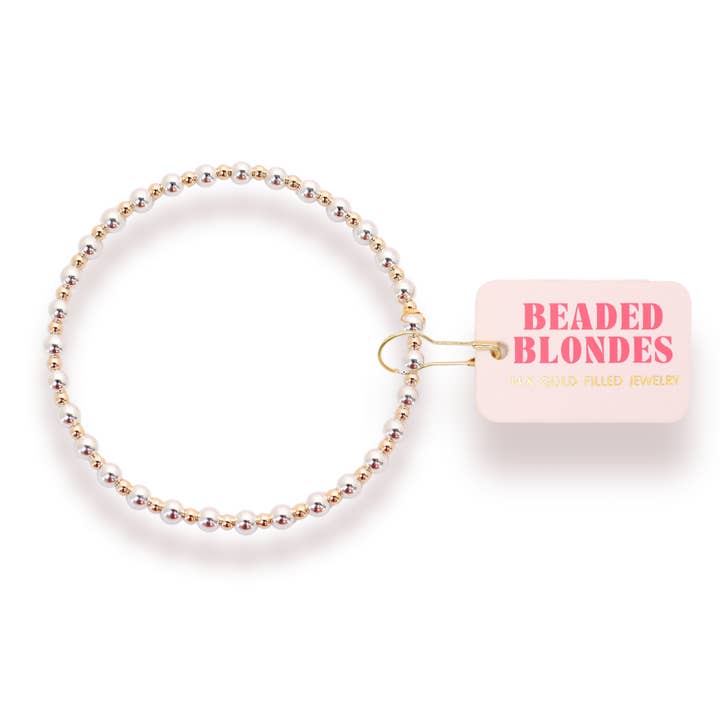 Pulseira Mini Katy em Prata com Ouro por atacado de Beaded Blondes