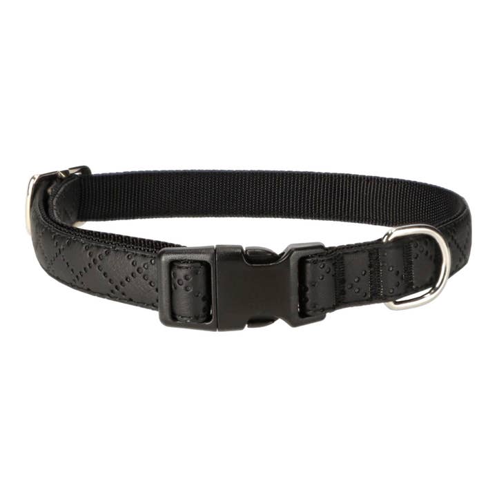 Collier noir en nylon réglable en longueur avec motif losange pour la vente par BennyBurton (Walk-Buddy Hundezubehör)