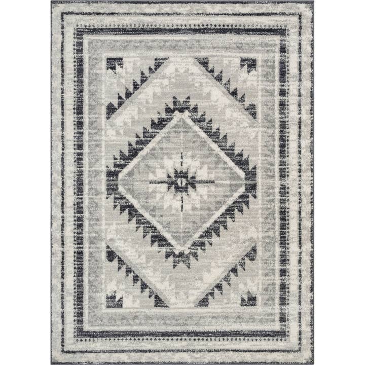 Pisa Aztec Tribal Southwestern Grey Rug for wholesale by Well Woven