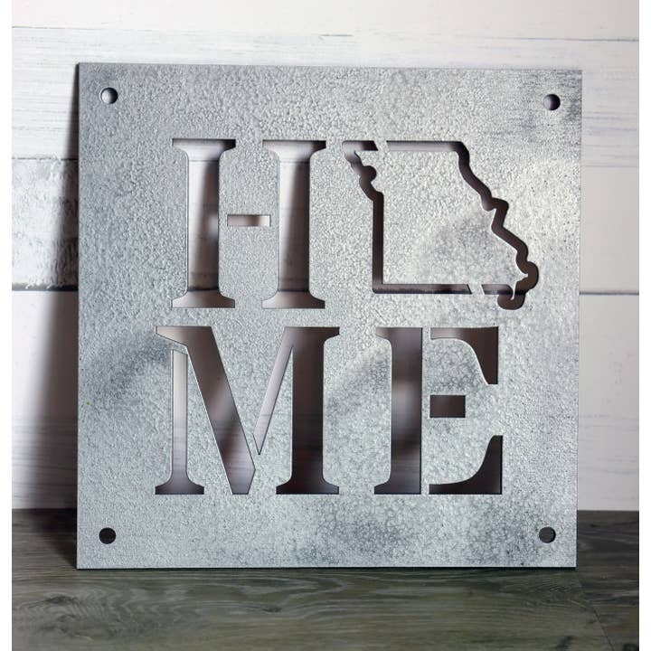 Placa HOME quadrada média State Faux Metal - Todos os Estados por atacado de The Trendy Traveler