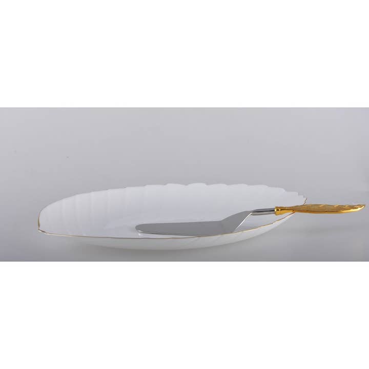 AULICA - Wholesale Charger - White leaf presentation plate 37cm2