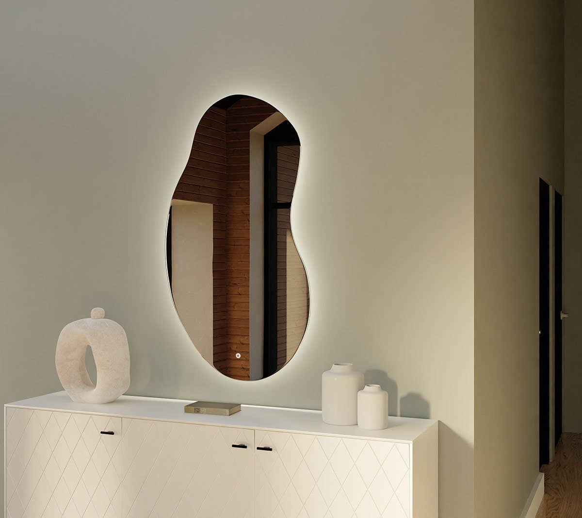 Gdeco - Wholesale Wall Mirror - Dali Mirror With LED Light Sensor. 55*90 Cm1