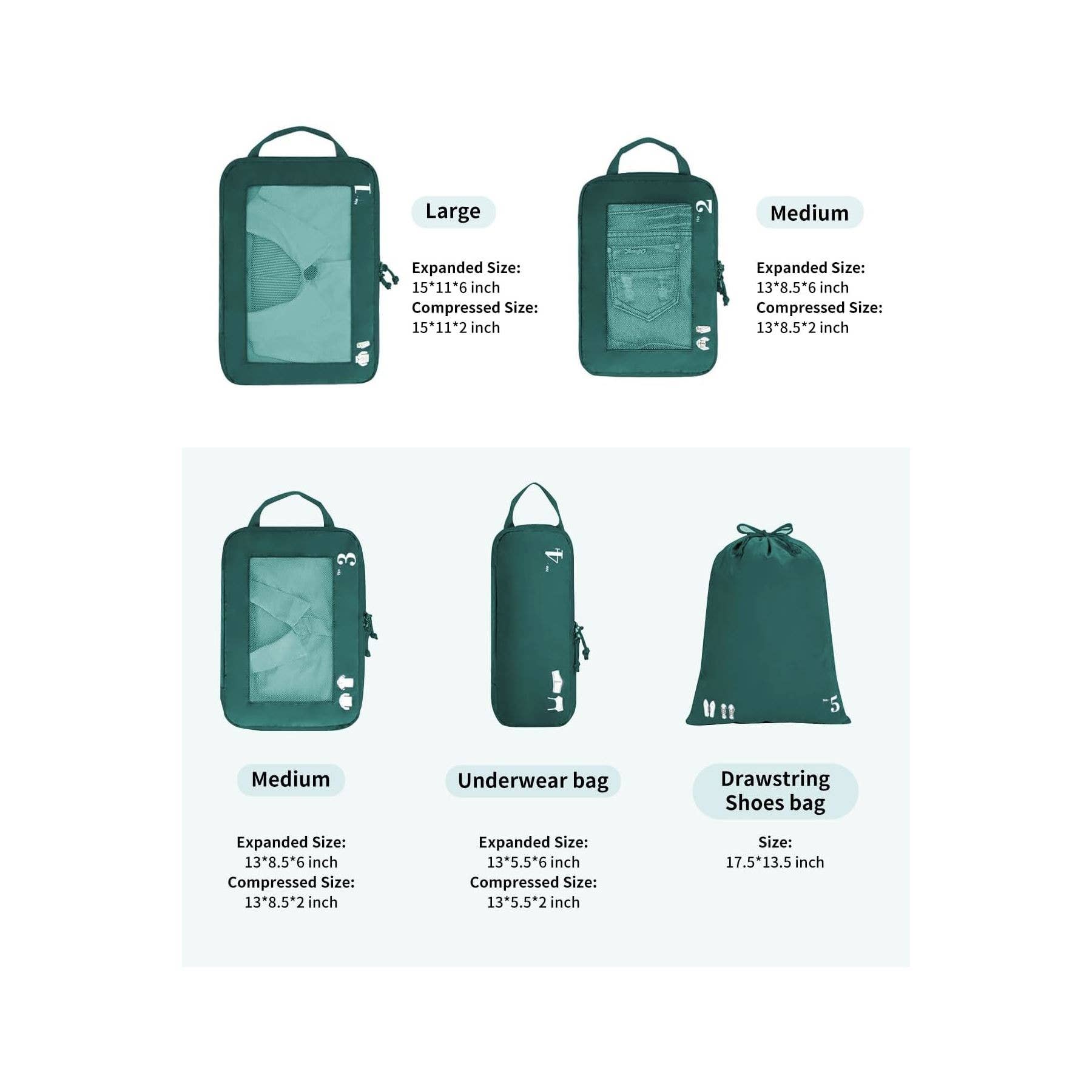 NARWEY INC - Wholesale Packing Cube - 5 Set Compression Packing Cubes for Suitcases Organiser Bags56