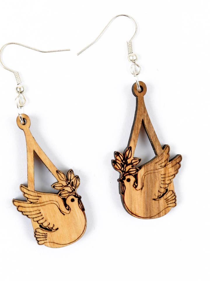 Earring_ Teardrop with Dove for wholesale by Holyland Artisans